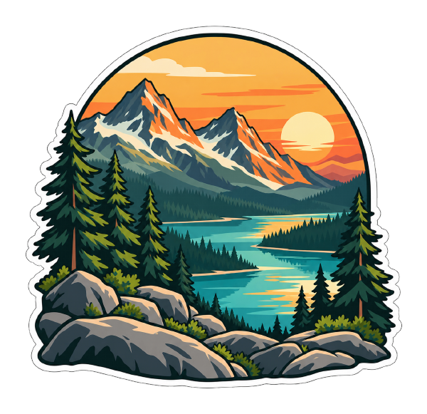 Alpine Afterglow mountain decal